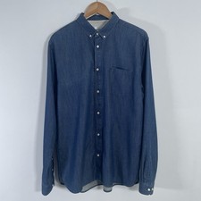 Won Hundred Shirt Mens Sz XL Denim Blue Button Down Cotton Lightweight  Lester  