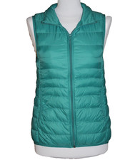 BENETTON Daunenweste Damen Gr. XS 34 ultraleicht Steppweste grün Übergang Trend