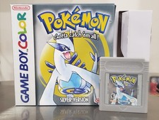 Authentic Pokemon Silver Version Game Boy Cartridge Saves W/ Display Box GB GBC