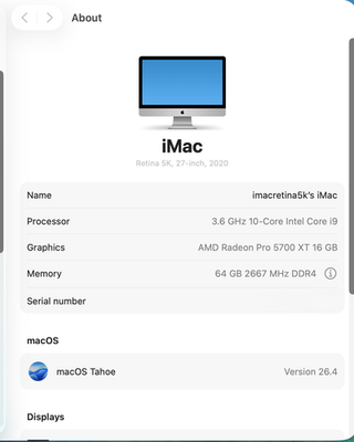 NEW Apple iMac 27 Inch 5K 2020 3.6 GHz i9 2TB SSD 64GB RAM AMD