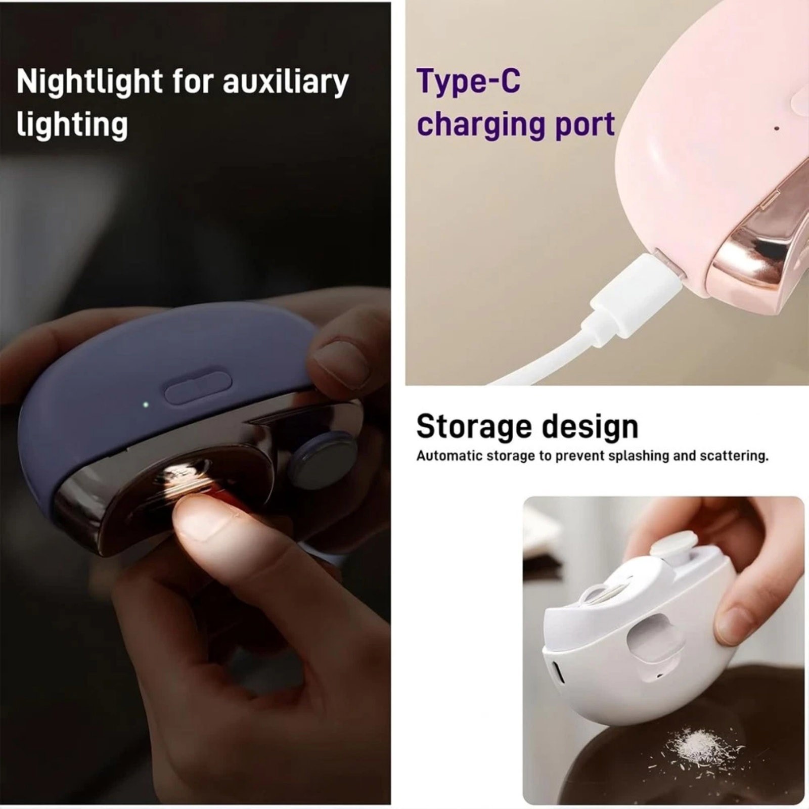 Professional Automatic Electric Nail Clipper Trimmer Low Noise 40dB Portable