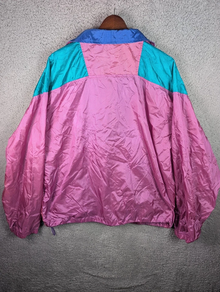Chaqueta cortavientos Extreme vintage para hombre grande rosa verde azulado bloques de color pulóver años 90 Foto 3 de 4