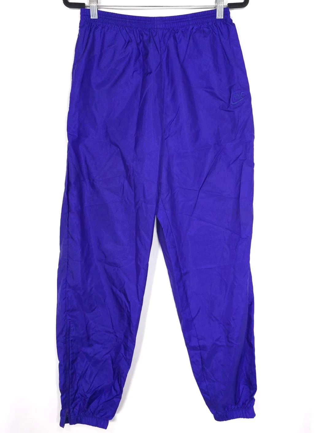 NIKE VINTAGE Track Pants LARGE S20509 BUS Ankle Zip Elastic Hem Blue Nylon 90’s