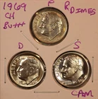 1969 P D S Roosevelt Dimes CHOICE BU! (3 COINS) 6937