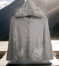 Tucker Tate Girls 4 Animal Soft Gray Eyelash Knit Animal Ear Hoodie Cardigan EC
