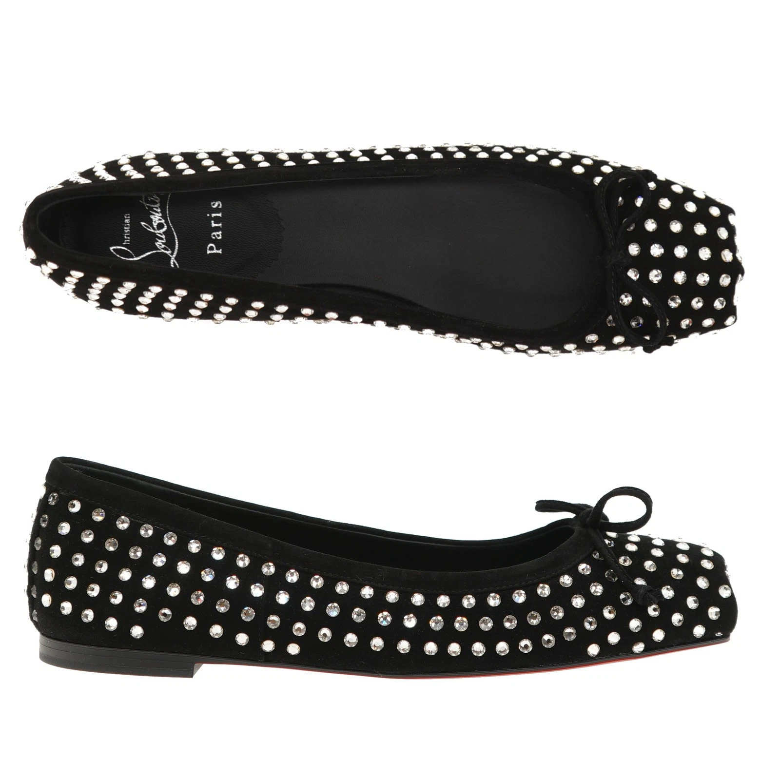 Christian Louboutin — Christian Louboutin Mamadrague Strass Black Velvet Flats Size 39 US New
