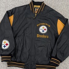 Vintage 90s G-III Carl Banks Pittsburgh Steelers Leather Jacket Mens 2XL