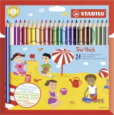 Triangular Colouring Pencil - STABILO Trio thick - Pack of 24 - Assorted Colours
