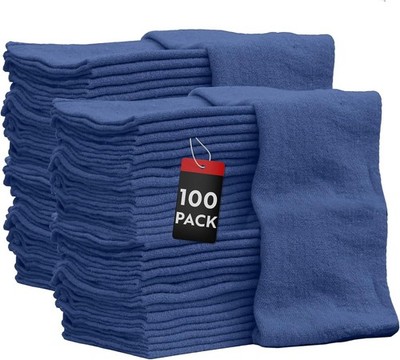 Automotive Shop Towels, 100-Piece Pack Industrial Cloth, 100% Cotton 