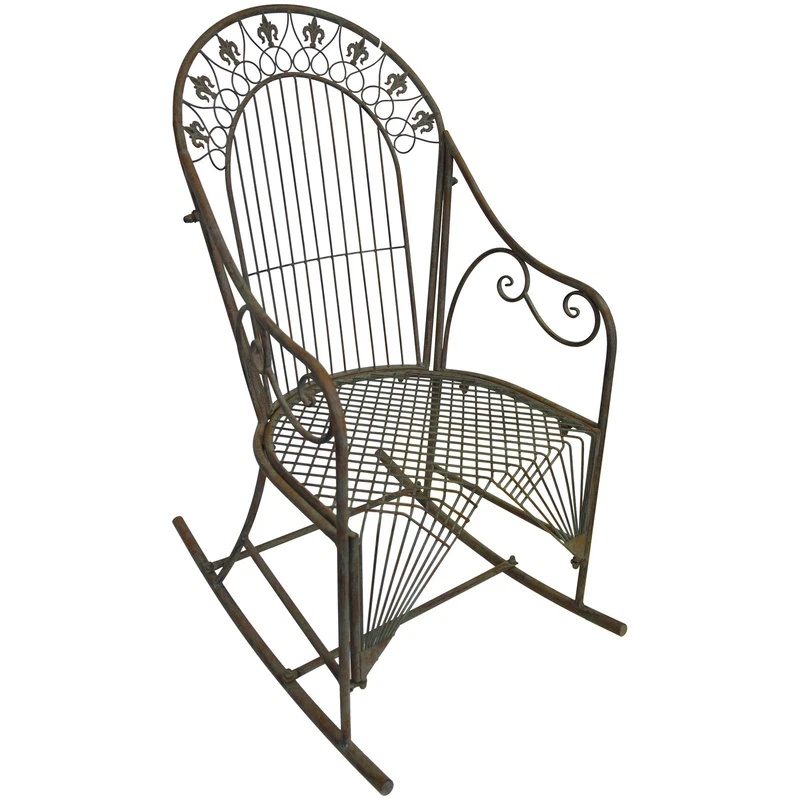 Sedia a Dondolo in Ferro Verde Inglese Giardino Terrazzo Veranda Stile Vintage