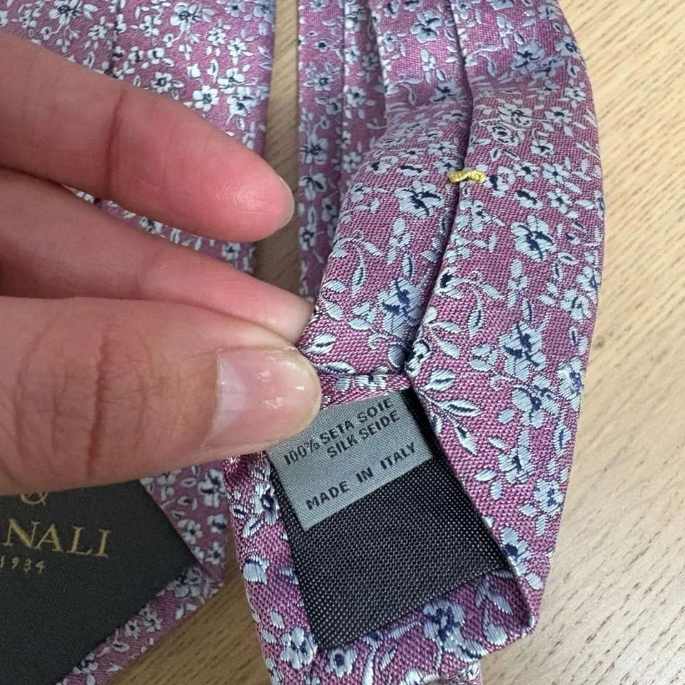 Галстук Canali 1934 100% шелк — фиолетовый цветочный/геометрический узор - Изображение 4 из 4