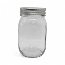 Unbranded 16oz or Pint Clear Glass Storage Jar with Silver Metal Lid Modern