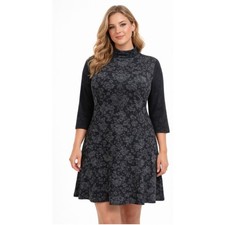 Reborn Black Patterned Dress – Size Medium