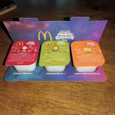 MC Donalds Super Mario Galaxy 3 x Dip Sauce Limited Edition Sosse