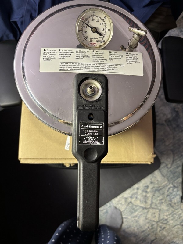 GC Acri-Dense 3 Pneumatic Curing Unit Dental Lab Pressure Pot w/ Gauge