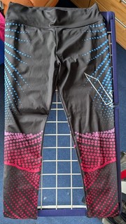 Sport/Fitness Leggings Schwarz mit coolem Farbverlauf (Blau/Pink) – Gr. XL