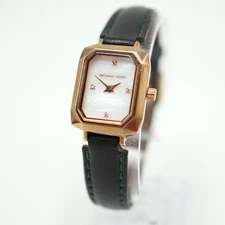 Michael Kors Alane Watch 18mm Rose Gold Tone MOP Rectangle Tank Leather MK2923