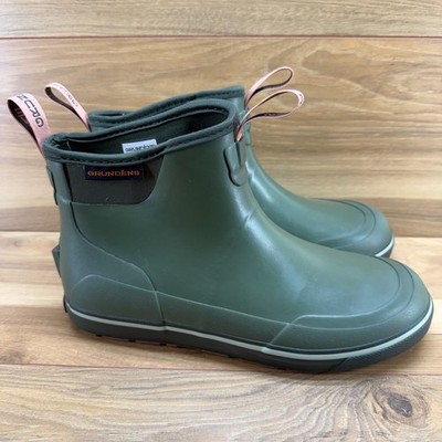 GRUNDENS Deck Boss Chelsea Waterproof Short Boots Mens 9 Green Rubber Ankle
