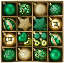 30 Pcs St. Patrick's Tree Decorations Ornaments Set, Green and Gold Shatterproof