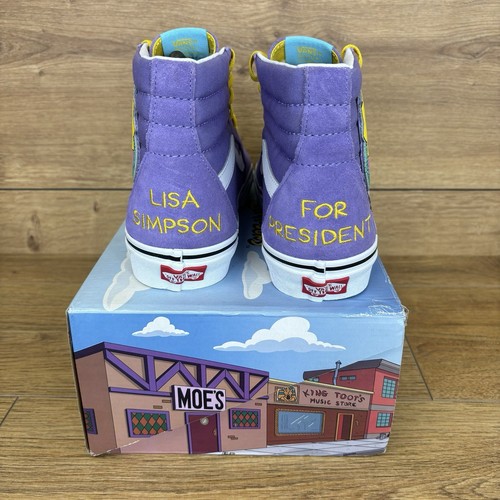 Vans Shoes Unisex Size UK 7.5 The Simpsons “Lisa For President “ Sk8 Hi Purple - Picture 12 of 17