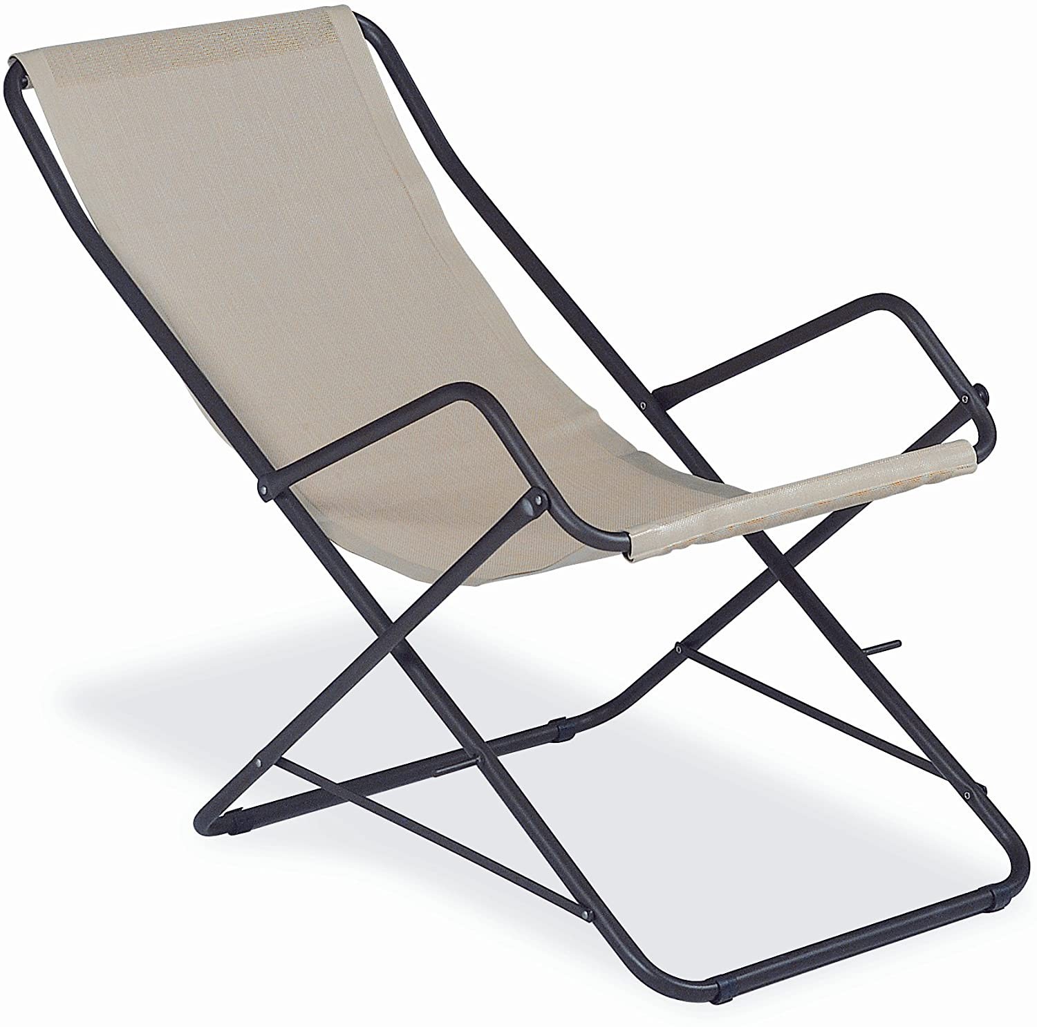 Sdraio Da Giardino in Acciaio Linea Bahama Ferro Antico,58x108x95 cm Pieghevole