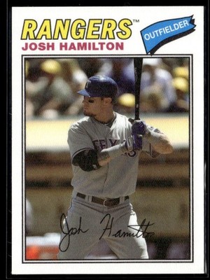 2012 Topps 1977 Sticker Archives Cloth Josh Hamilton Texas Rangers #77C-JH