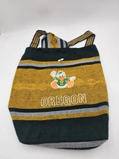 University of Oregon Ducks Woven Knit Backpack Drawstring Cinch Bag Green Yellow