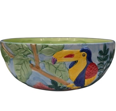 Centrum Aloha Collection Ceramic 10'' Serving Pasta Salad Fruit Bowl Tucan READ