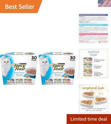Nutritious Seafood Variety Wet Cat Food - 60 Cans, 3 oz Each, All Life Stages