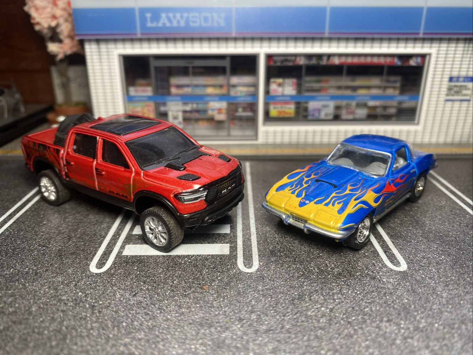 Hot Wheels Dodge Ram 1500 and Autoworld Chevy Corvette Stingray USA Fast Shipping