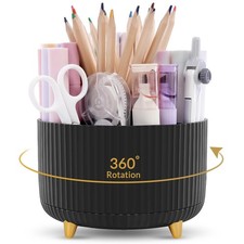 Pencil Pen Holder for Desk, 5 Slots 360 - Degree Rotating Desktop Organizer, ...