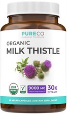 USDA Organic Milk Thistle Capsules - 80 Silymarin Supplement for Liver Suppo...