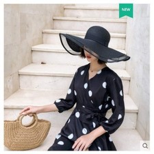 Women's Large Black Sun Hat Wide Brim UV Protection