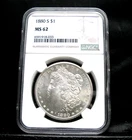 1880-S   Morgan Silver Dollar  NGC  MS62