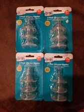 Lot of 4 - 3-Pack Silicone Nipples - Slow Flow 0 Months - Total 12 Nipples NIP