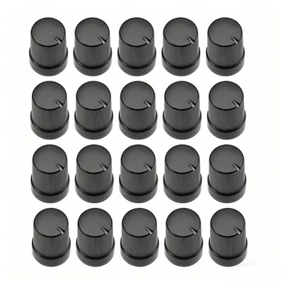 20Pcs 6mm Insert Shaft 10x14mm Plastic Potentiometer Rotary Knob Pots Black