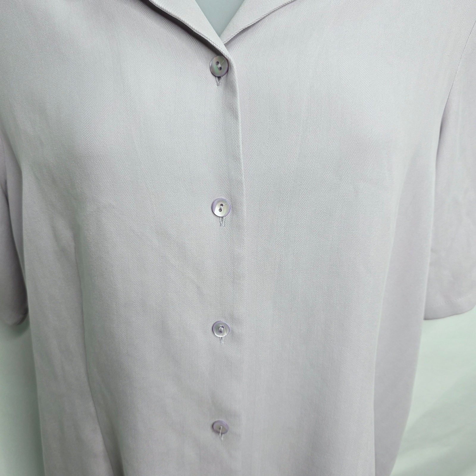 Pendleton Lavender Button Front Short Sleeve Silk… - image 7