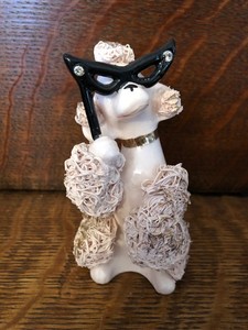 Vintage Lefton? Pink Spaghetti Poodle w/Catseye Glasses, Standing