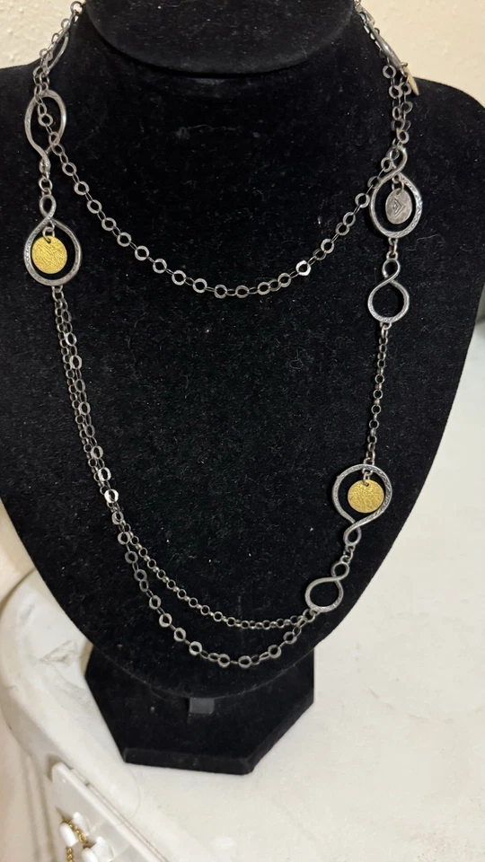 Collar Silpada N2150 plata de ley oxidada con discos de latón 38" Foto 4 de 4