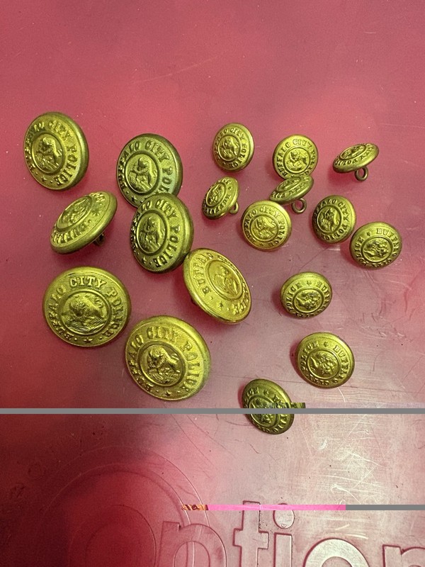 LOT OF 18 VINTAGE LARGE AND SMALL WATERBURY AND SUPERIOR BUFFALO POLICE BUTTONS