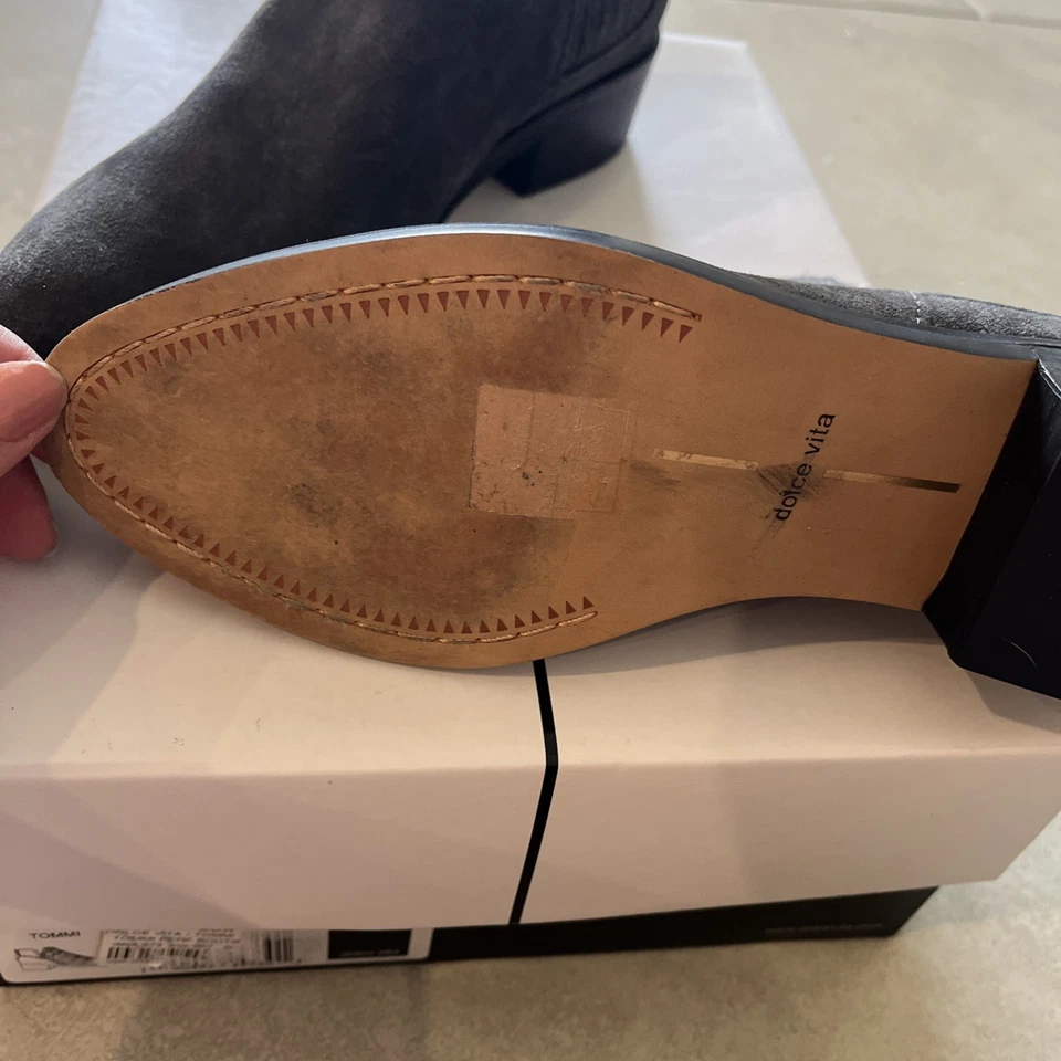 Dolce Vita Mujer Towne Botines Gris Gamuza 6 Tiradores Tacón Bloque Foto 3 de 4