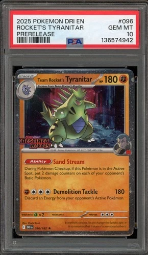 Pokemon Team Rocket's Tyranitar Destined Rivals Prerelease Promo #096 PSA 10