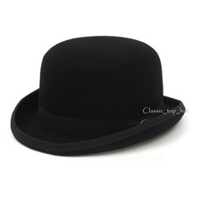 Quality Black Felt Bowler Hat 100 Wool with Satin Lining