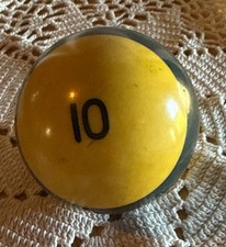 Vintage Striped 10 Ball Billiard Pool ball yellow