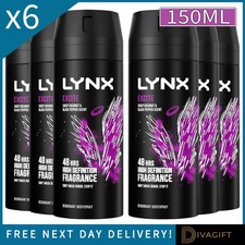 6 x LYNX EXCITE 48-HR FRAGRANCE BODY SPRAY DEODORANT 150ML COCONUT BLACK PEPPER