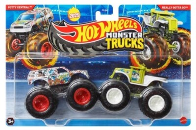 POTTY CENTRAL vs REALLY GOTTA GO Hot Wheels Monster Trucks Demolition Doubles