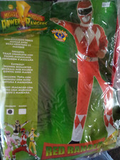 Rubies Power Ranger Red Ranger Costume Muscle Chest jumpsuit with Mask Std size