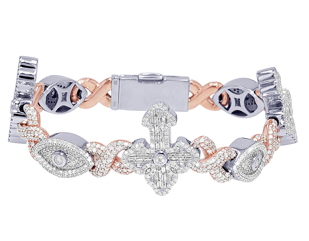 Baguette Cross with Evil Eye 10 7/10 CT Real Diamond Infinity Link
