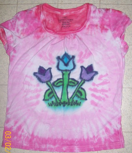 KIDS Handmade Tie Dye shirt SPRING FLOWERS - DAISY, ROSE, TULIP, SUNFLOWER, SUN - Picture 7 of 10