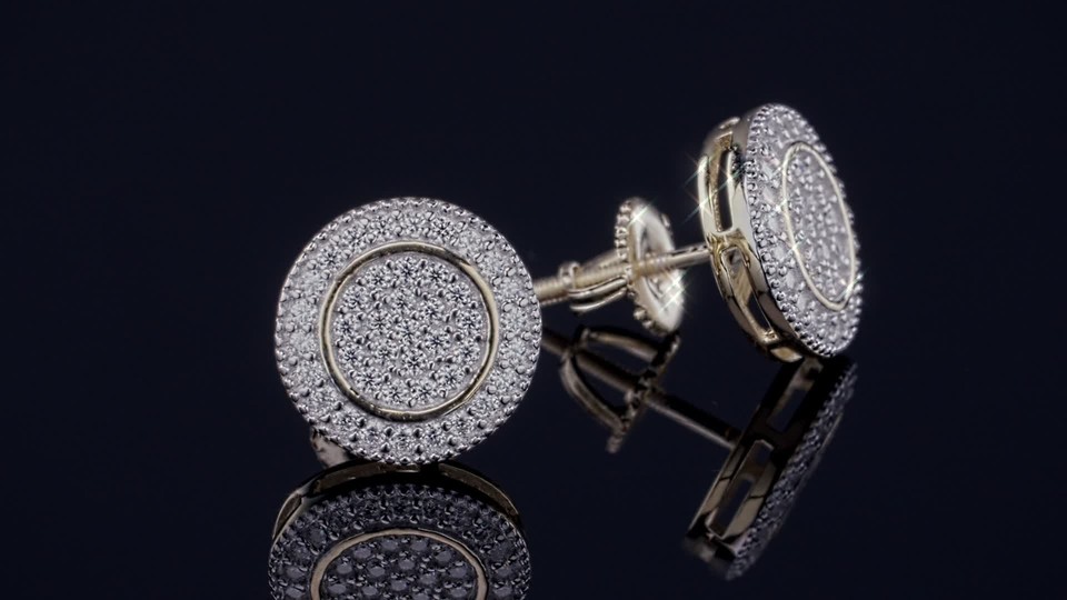 Real 925 Silver Iced Moissanite Hip Hop Men's Earrings Big Studs 14k ...